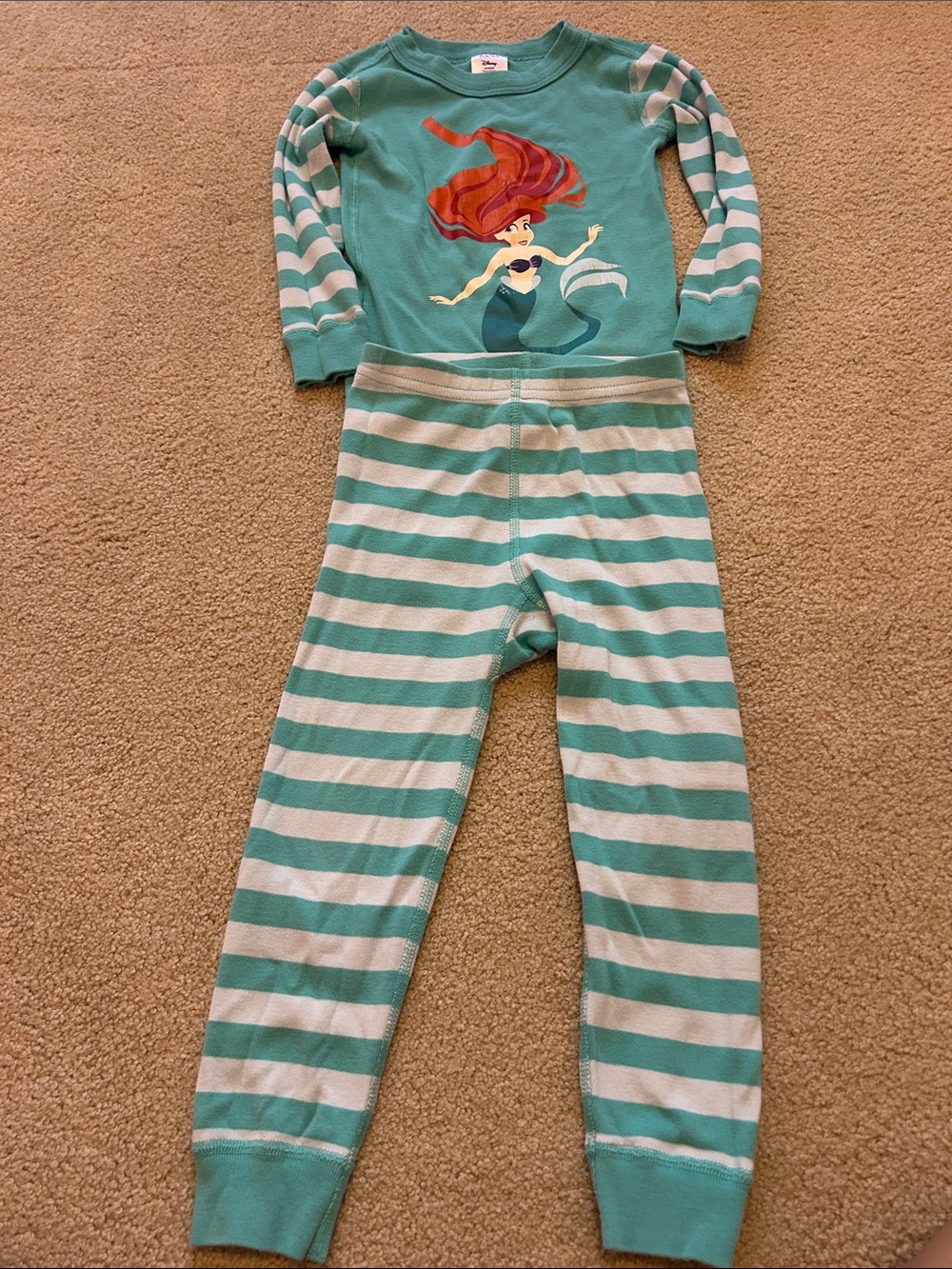 Hanna Andersson Aqua and White Striped Ariel Pajama Set